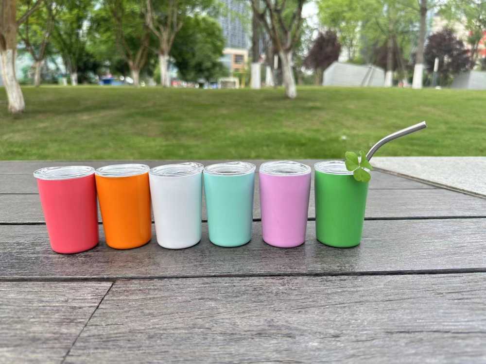 Alwin China RTS New Product 3oz taper shot glasses with metal straw 3oz Matte shot glasses for Laser Mixed Color 48pcs