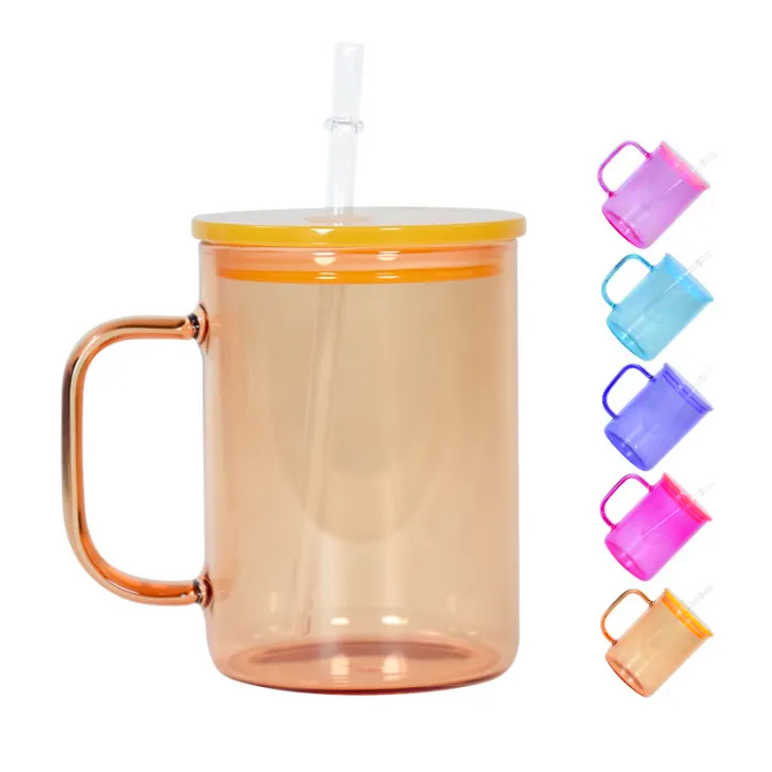 Alwin USA RTS 17oz Colored Sublimation Blank Glass Tumblers with Handle