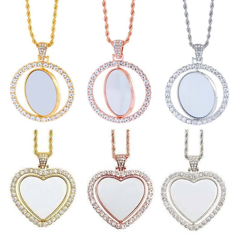 Alwin Sublimation double sided printing rotating diamond studded metal keychain China