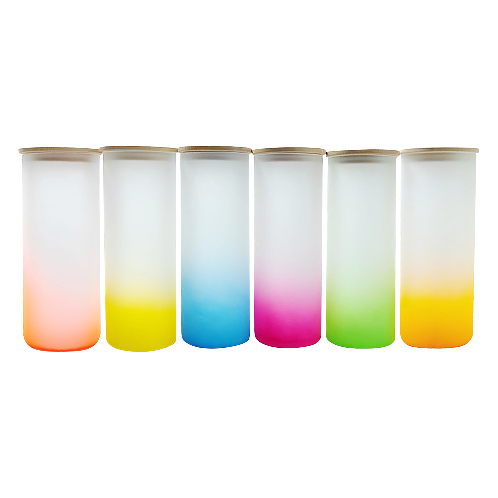 Alwin USA RTS Wholesale Beer Can Glass With lid 25oz Matte Clear Mixed Color Glass Tumbler