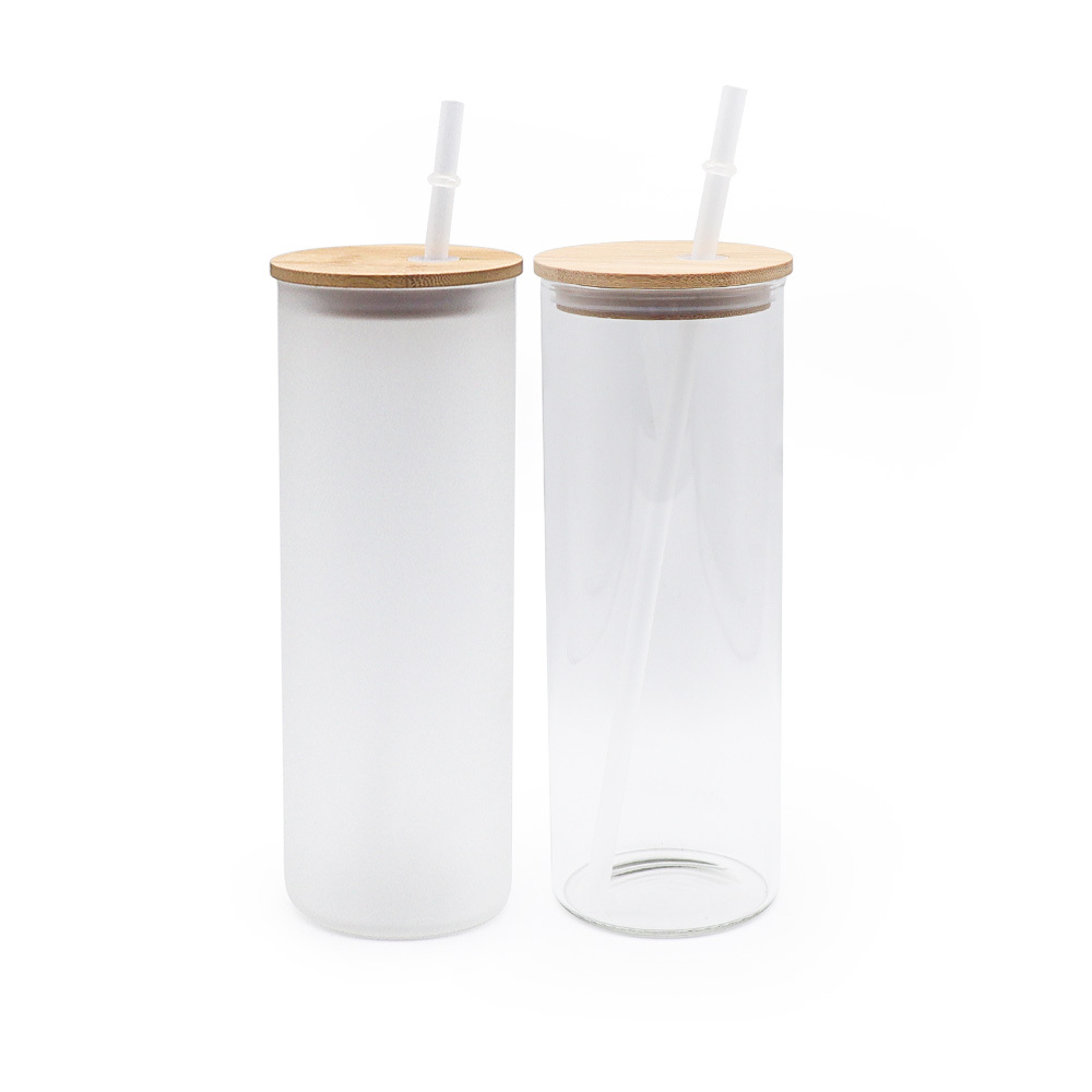 Alwin USA RTS Wholesale Beer Can Glass With lid 25oz Matte Clear Mixed Color Glass Tumbler