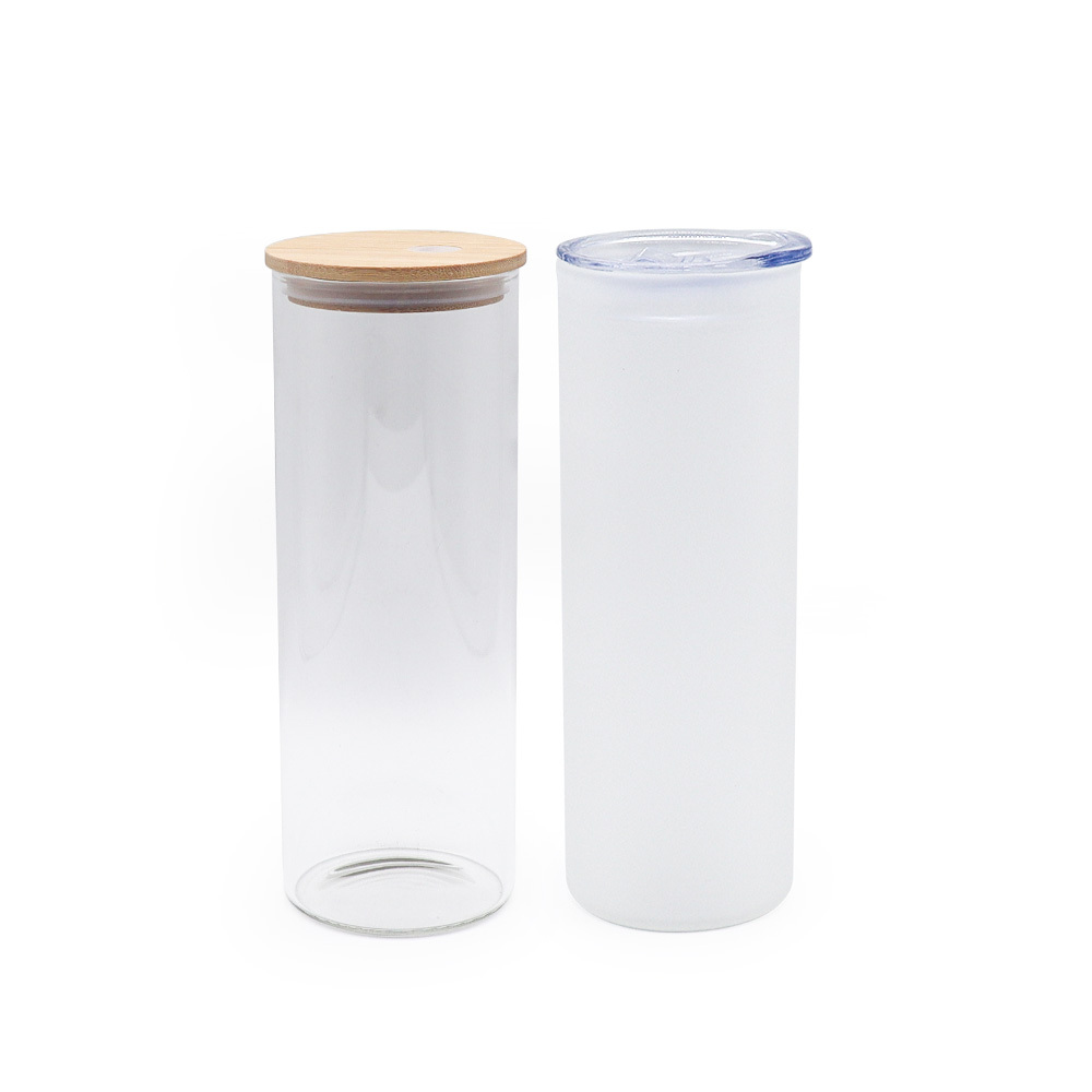 Alwin USA RTS Wholesale Beer Can Glass With lid 25oz Matte Clear Mixed Color Glass Tumbler