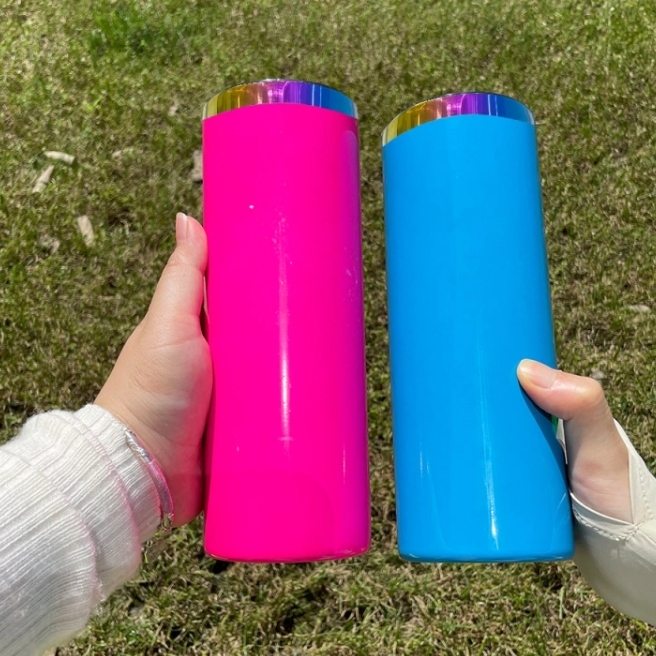 Alwin China RTS 20oz Neon Rainbow Plated Straight Tumblers for Laser Engraving
