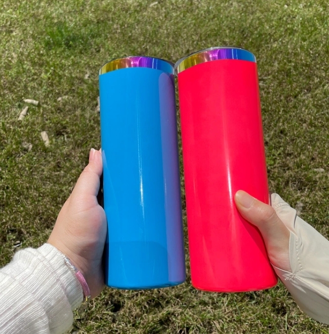 Alwin China RTS 20oz Neon Rainbow Plated Straight Tumblers for Laser Engraving