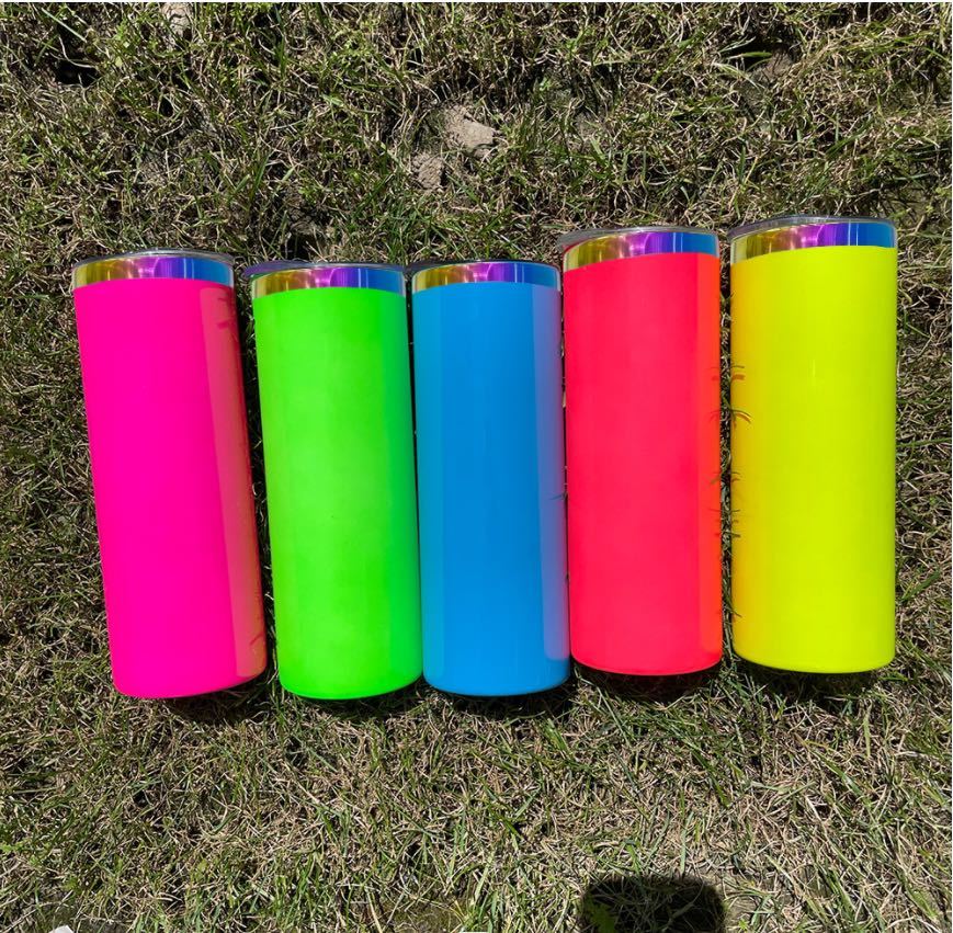 Alwin China RTS 20oz Neon Rainbow Plated Straight Tumblers for Laser Engraving