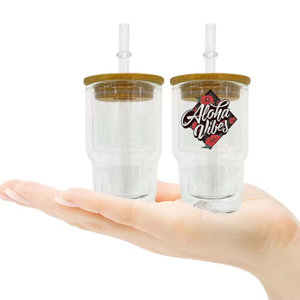 Alwin China RTS 3oz Sublimation Pre-drilled Snow Globe Mini Shot Glass with Bamboo Lid