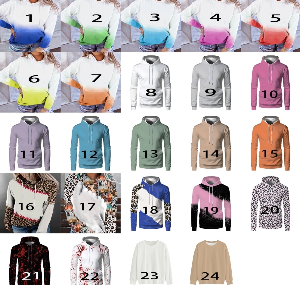 Alwin China RTS NEW Sublimation Bleached Long Sleeve Hoodies Sublimation Cloth