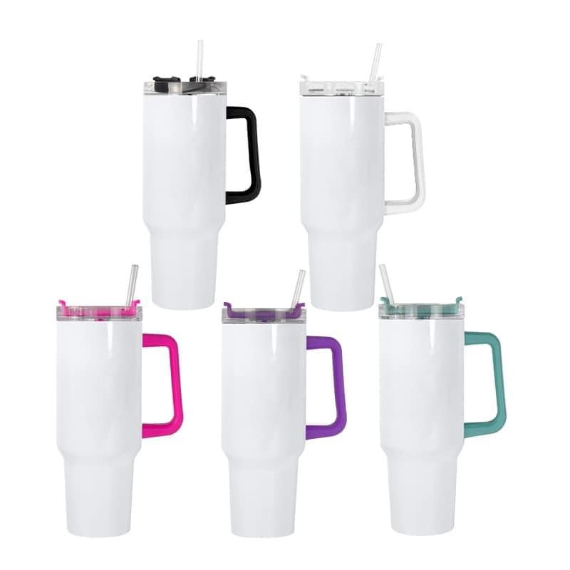 Alwin RTS USA warehouse 40oz sublimation glossy tumbler with colored handles