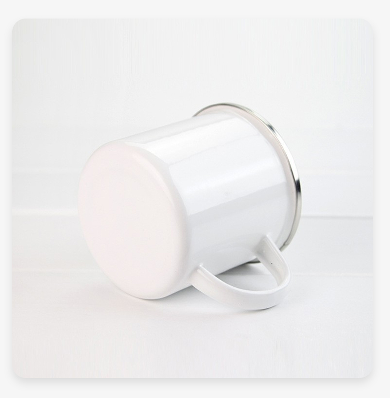 Alwin USA RTS 11oz Sublimation Blank White Enamel Mug with Silver Rim Camping Travel Coffee Mug