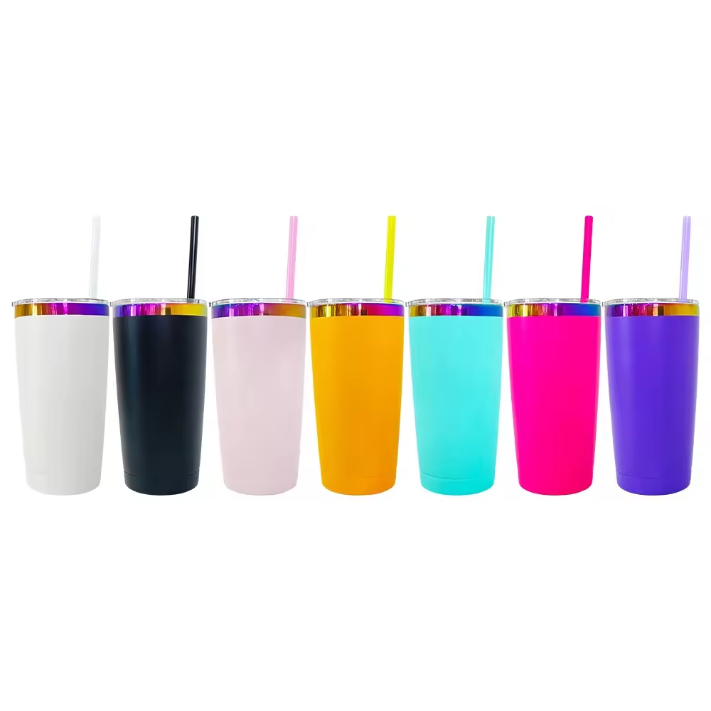 Alwin USA RTS 20oz Powder Coated Rainbow Plated Stainless Steel Travel Mug