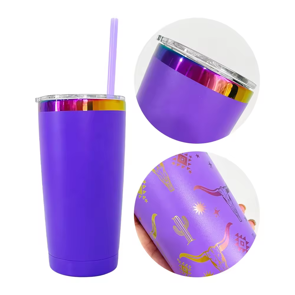 Alwin USA RTS 20oz Powder Coated Rainbow Plated Stainless Steel Travel Mug