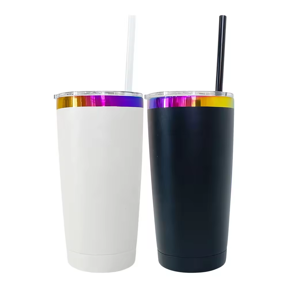 Alwin USA RTS 20oz Powder Coated Rainbow Plated Stainless Steel Travel Mug