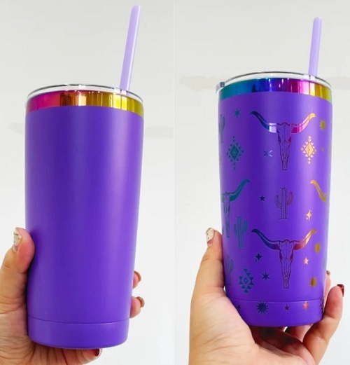 Alwin USA RTS 20oz Powder Coated Rainbow Plated Stainless Steel Travel Mug
