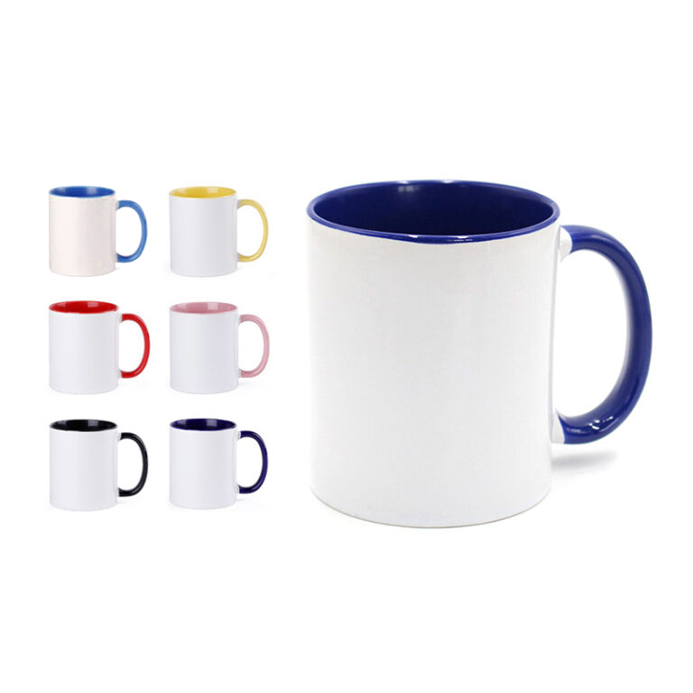 11/15oz USA RTS Sublimation Blank Customized Ceramic Coffee Mug W/Solid Colors Inside and Handle