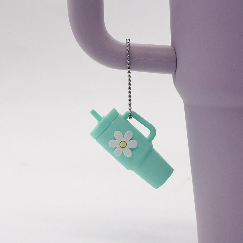 Alwin China RTS Hot Sale Tumbler Charm Accessories  Flower PVC Keychain