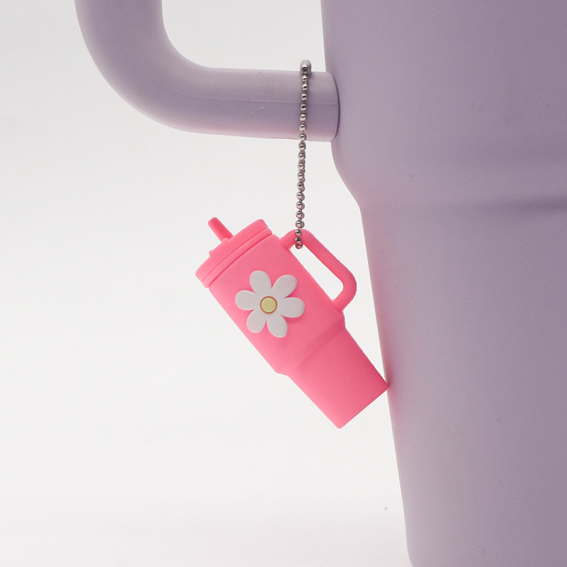 Alwin China RTS Hot Sale Tumbler Charm Accessories  Flower PVC Keychain