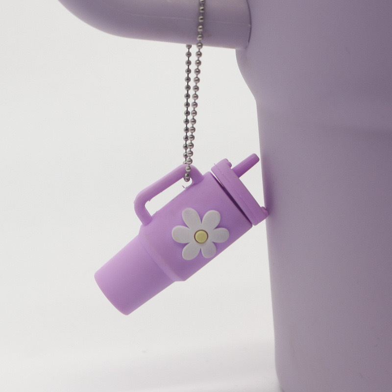 Alwin China RTS Hot Sale Tumbler Charm Accessories  Flower PVC Keychain