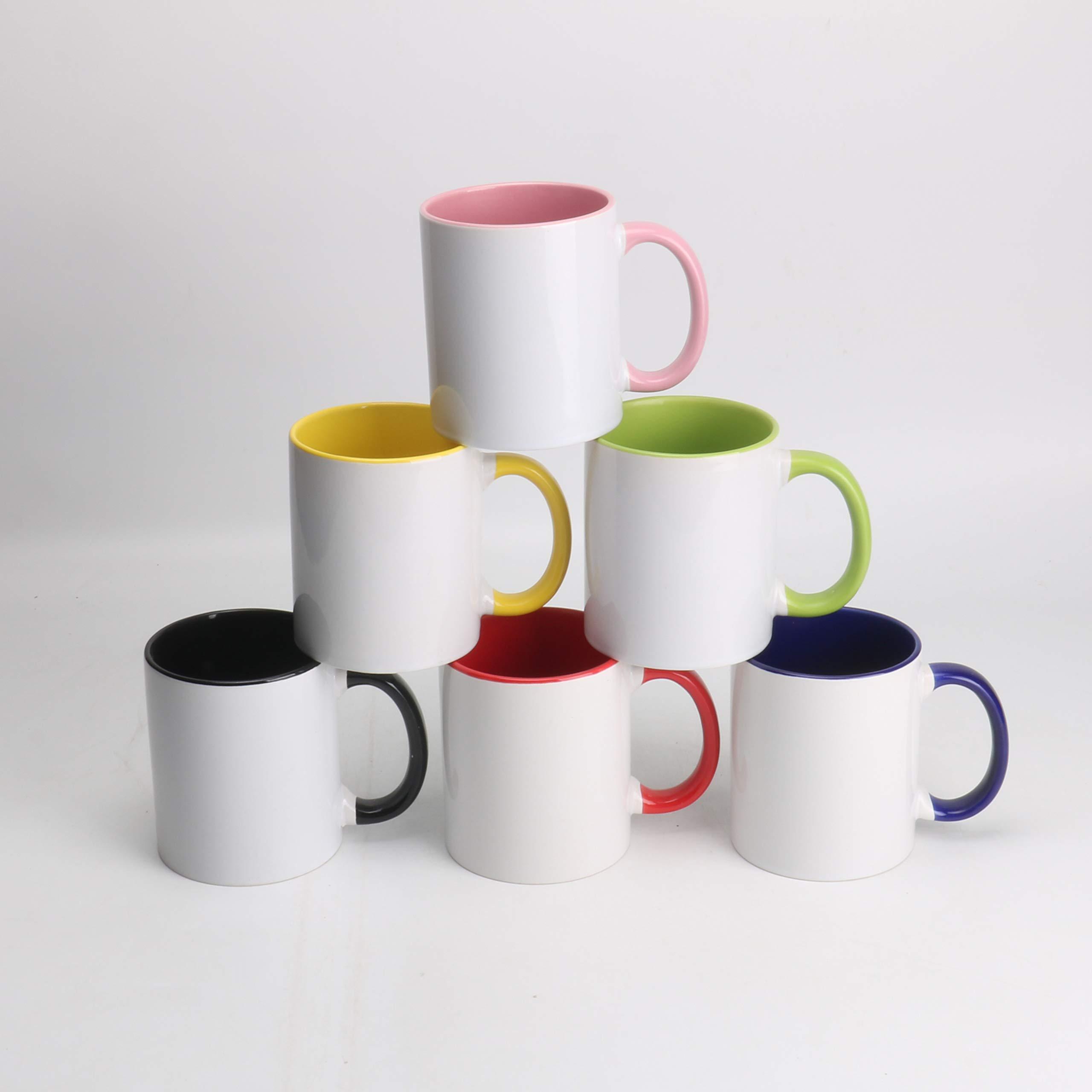 11/15oz USA RTS Sublimation Blank Customized Ceramic Coffee Mug W/Solid Colors Inside and Handle