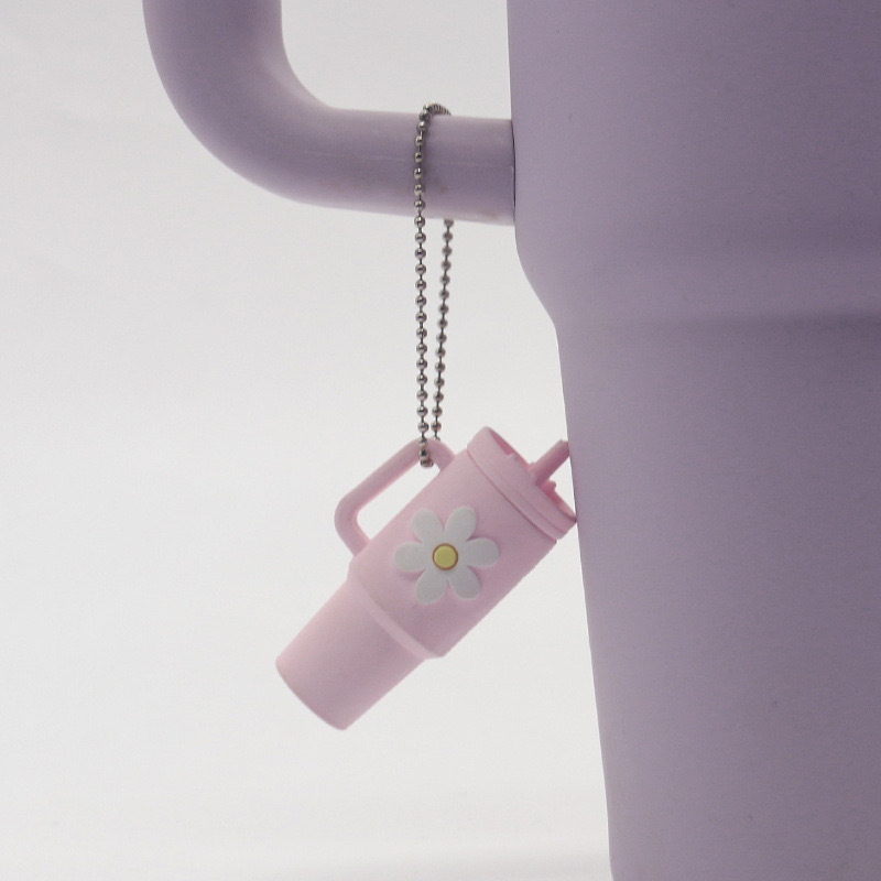 Alwin China RTS Hot Sale Tumbler Charm Accessories  Flower PVC Keychain