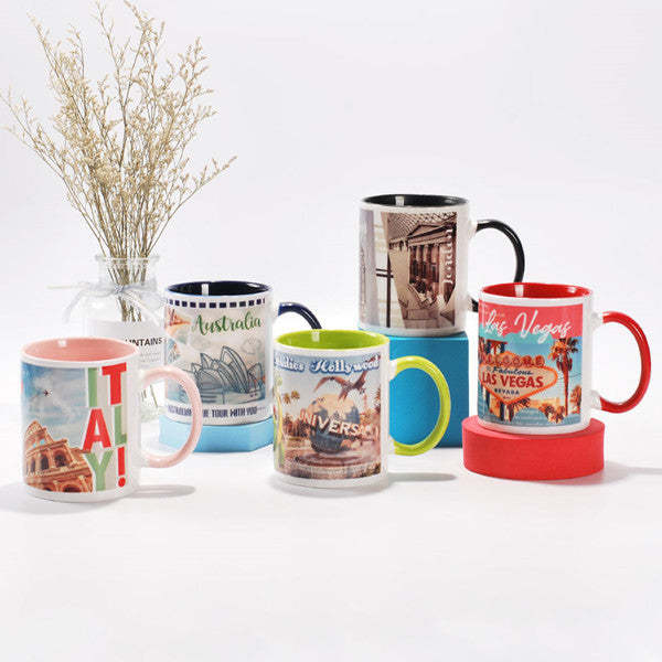 11/15oz USA RTS Sublimation Blank Customized Ceramic Coffee Mug W/Solid Colors Inside and Handle