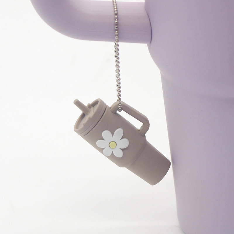 Alwin China RTS Hot Sale Tumbler Charm Accessories  Flower PVC Keychain