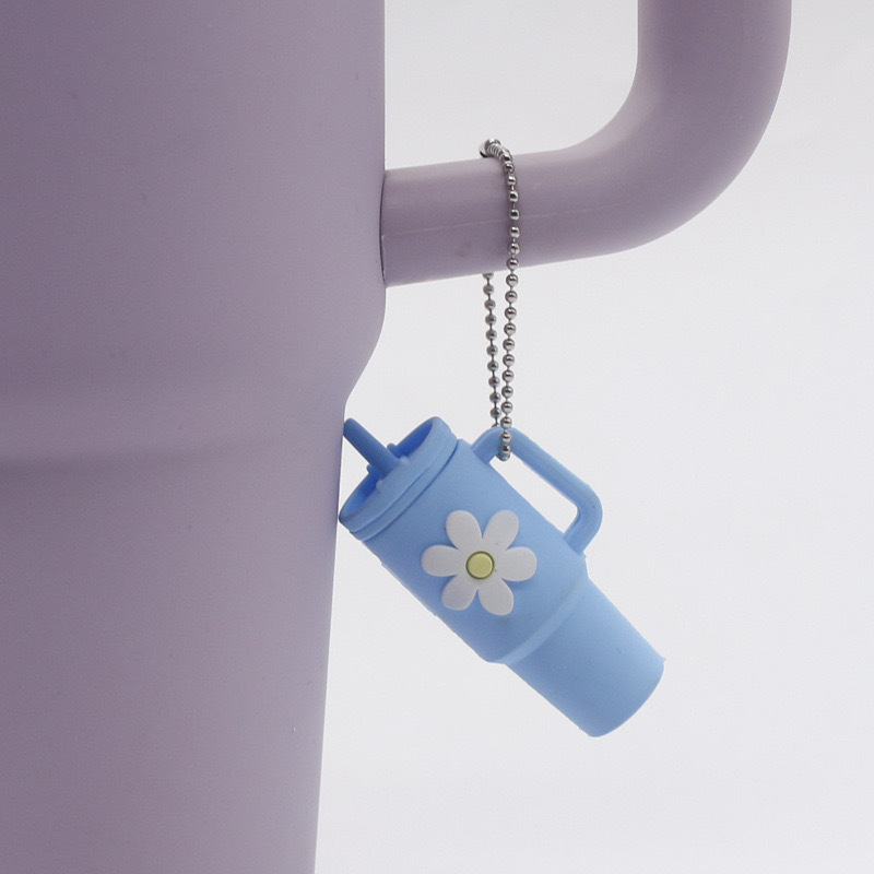 Alwin China RTS Hot Sale Tumbler Charm Accessories  Flower PVC Keychain