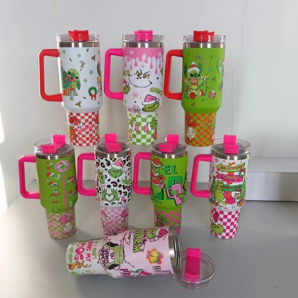 Alwin Christmas Grinch Valentine Design 40oz Stainless Steel Tumbler with Handle 3D Print Mix China Warehouse