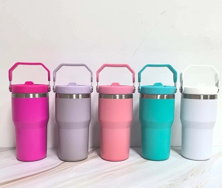 Alwin USA RTS 20oz Blank Sublimation Stainless Steel Tumbler with Handle and Flip Straw Lid 25pcs