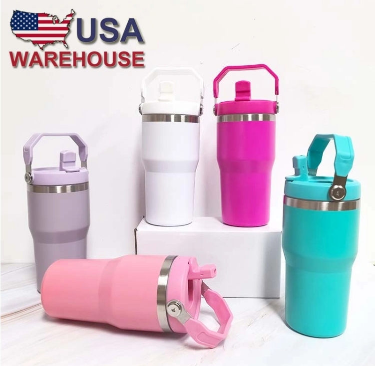 Alwin USA RTS 20oz Blank Sublimation Stainless Steel Tumbler with Handle and Flip Straw Lid 25pcs