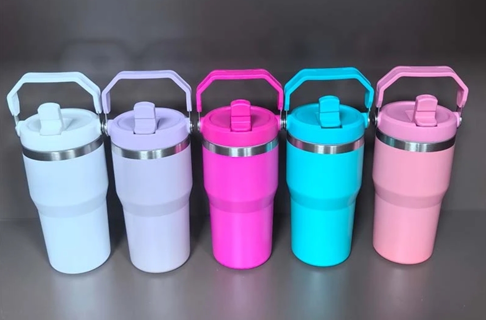 Alwin USA RTS 20oz Blank Sublimation Stainless Steel Tumbler with Handle and Flip Straw Lid 25pcs