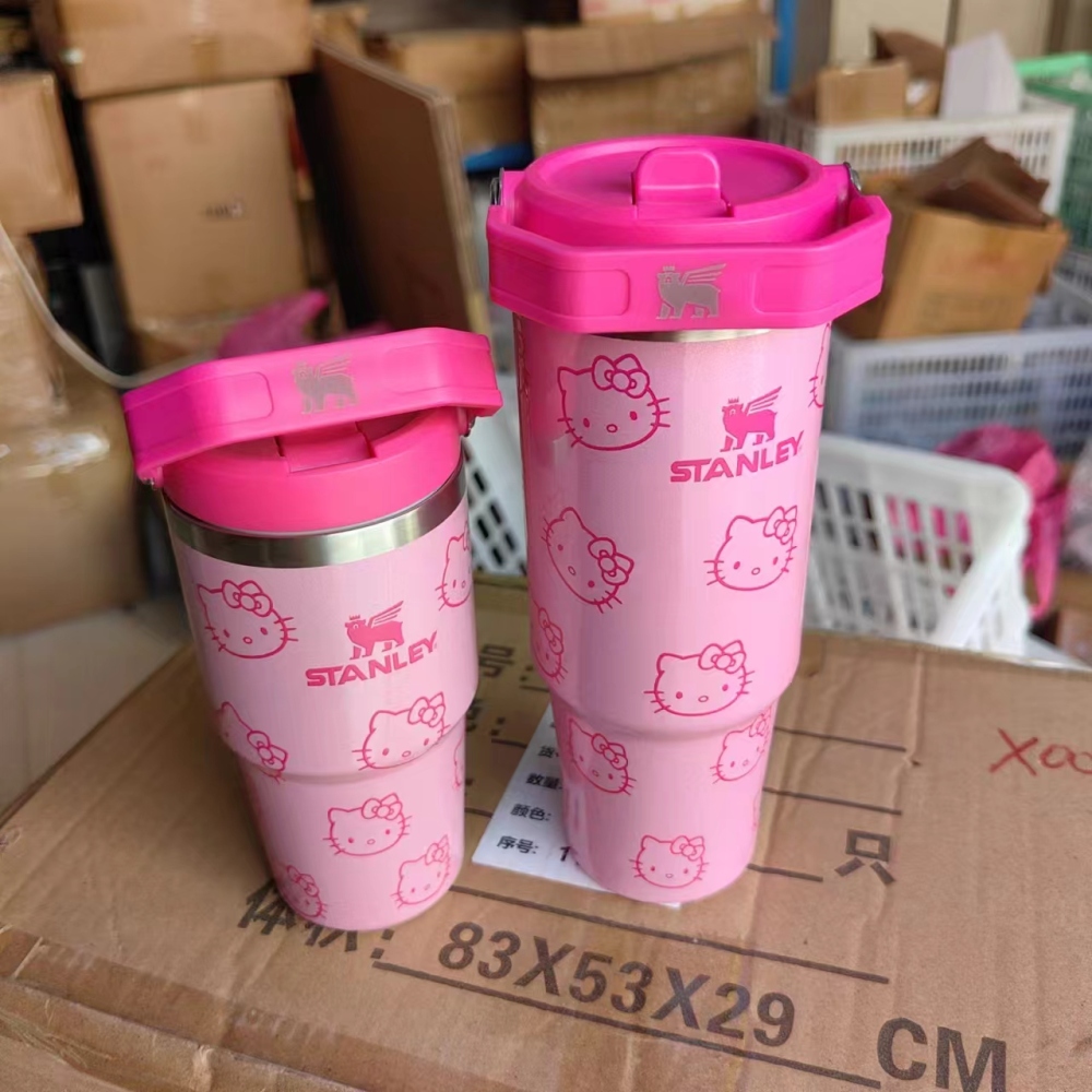 Alwin China RTS Hot Sale 20oz 30oz Hello Kitty Stitch Stanley Stainless Steel Mug With Poetable Handle Best Seller