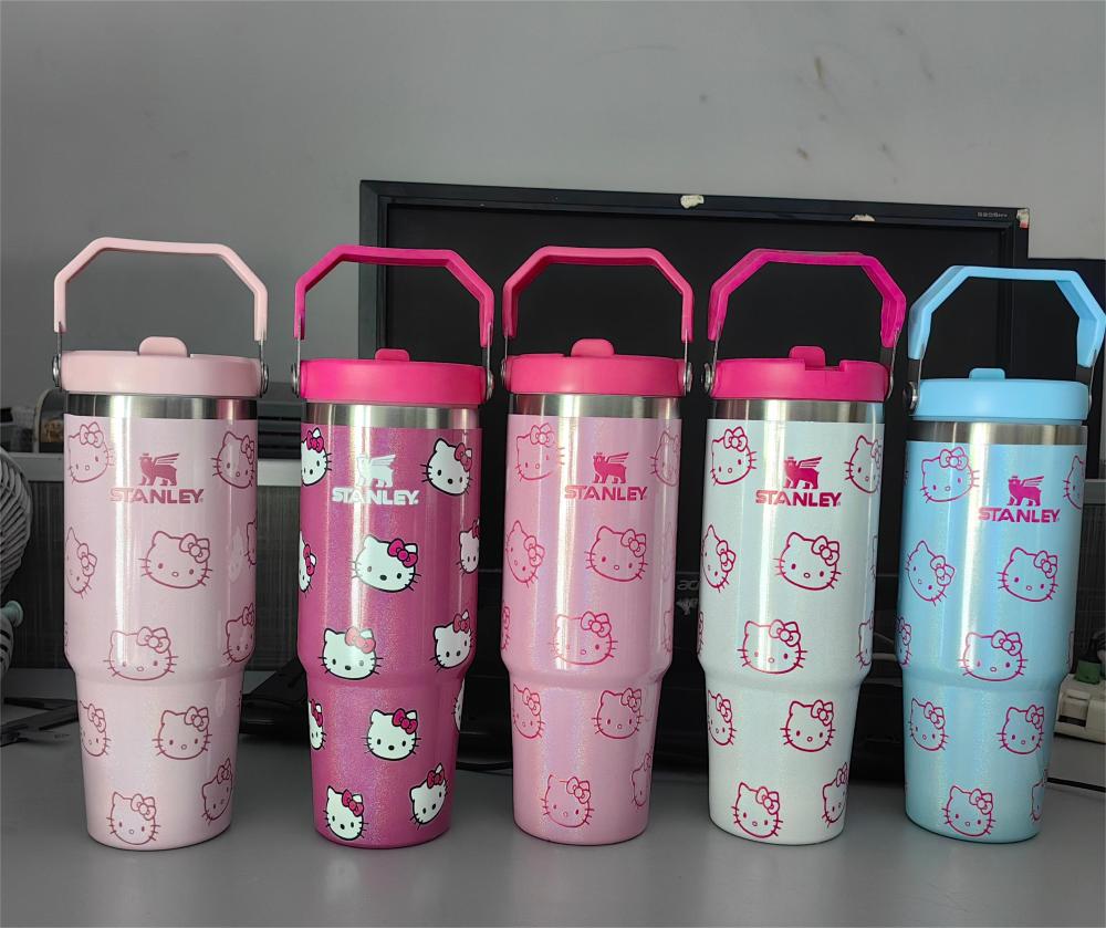 Alwin China RTS Hot Sale 20oz 30oz Hello Kitty Stitch Stanley Stainless Steel Mug With Poetable Handle Best Seller