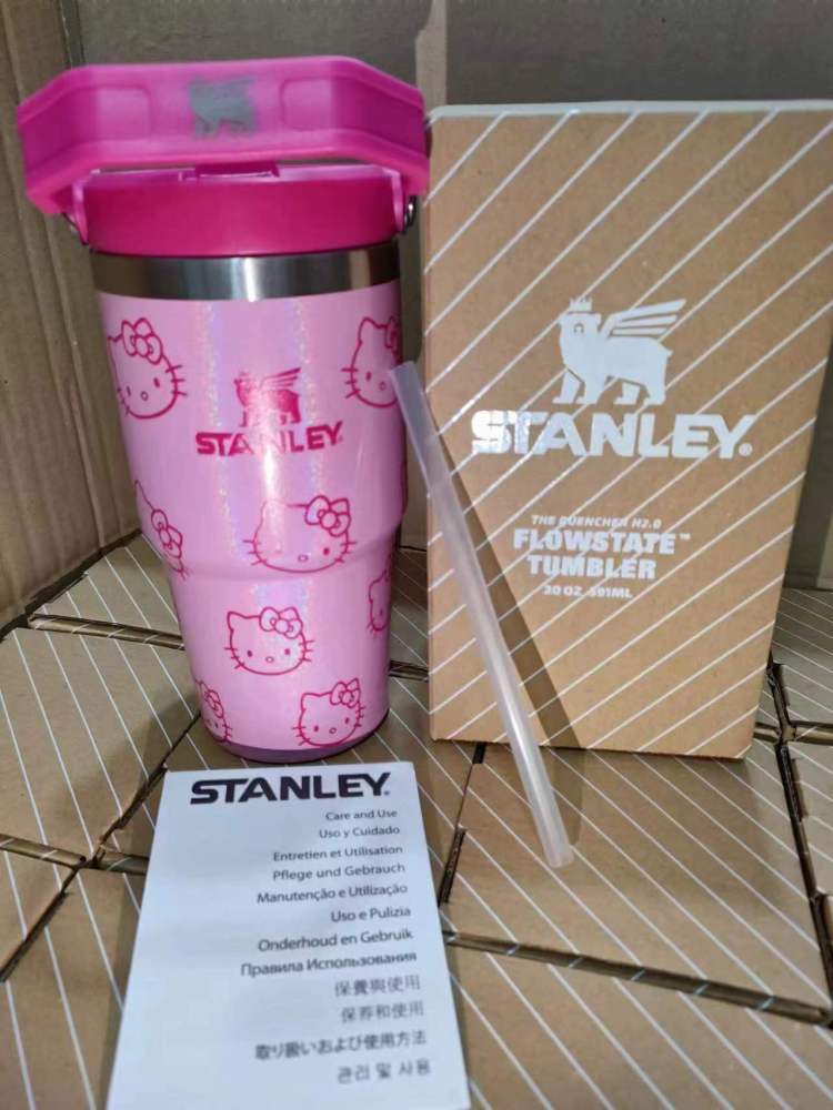 Alwin China RTS Hot Sale 20oz 30oz Hello Kitty Stitch Stanley Stainless Steel Mug With Poetable Handle Best Seller