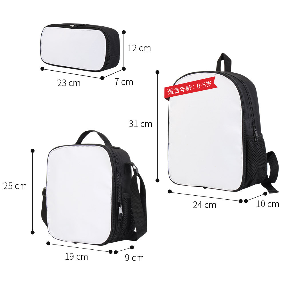 Alwin China RTS Hot Selling Sublimation Blank Lunch Tote Bag/Pencil Case/School Backpacks Set