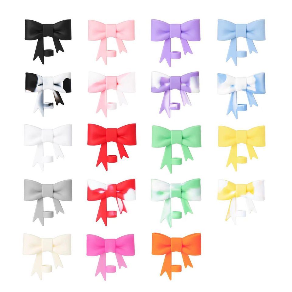 Alwin China RTS Hot Sale Bling Bow Straw Toppers for 40oz Stanley Mug Mixed Color