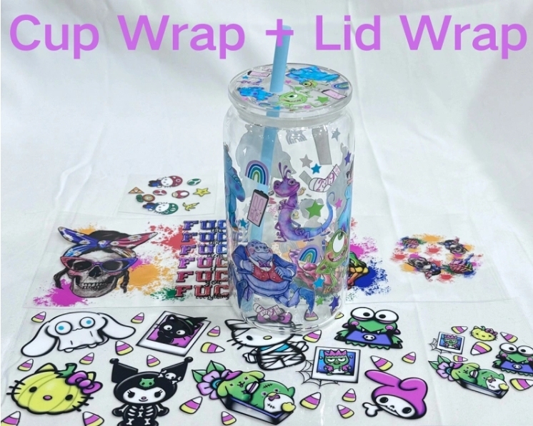 Alwin China RTS UV DTF Wrap Transfer for 16oz Glass Can and 16oz Lids 9.5*4.3inch Free Shipping
