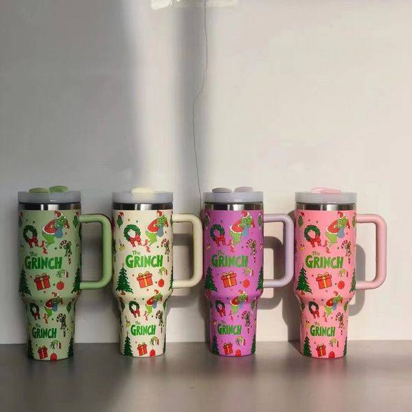Alwin Christmas Grinch Valentine Design 40oz Stainless Steel Tumbler with Handle 3D Print Mix China Warehouse