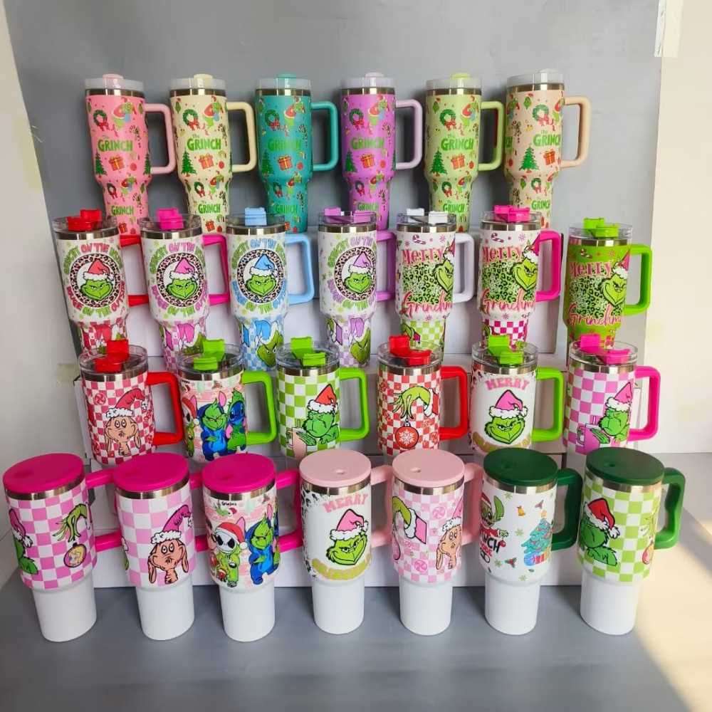 Alwin Christmas Grinch Valentine Design 40oz Stainless Steel Tumbler with Handle 3D Print Mix China Warehouse