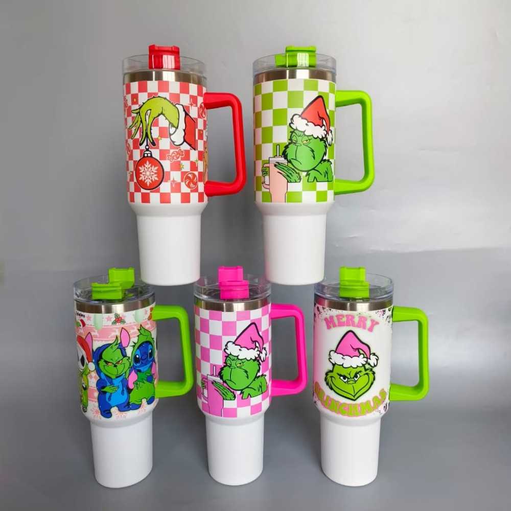 Alwin Christmas Grinch Valentine Design 40oz Stainless Steel Tumbler with Handle 3D Print Mix China Warehouse