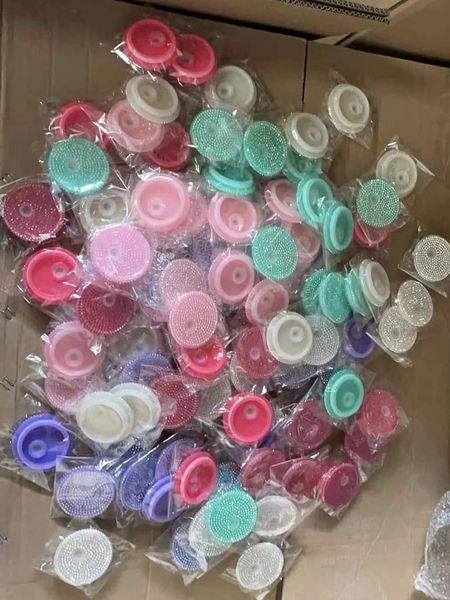 Alwin China RTS Mixed Colors Replacement Jeweled Rhinestone Lids for 16oz/20oz Glass Can