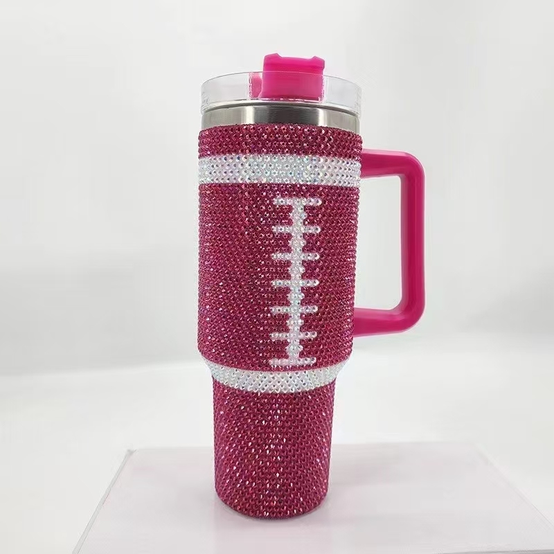 Alwin China RTS Rhinestone Encrusted Sparkling Bling Diamond Baseball 40oz Travel Mug with Handle Best Sell
