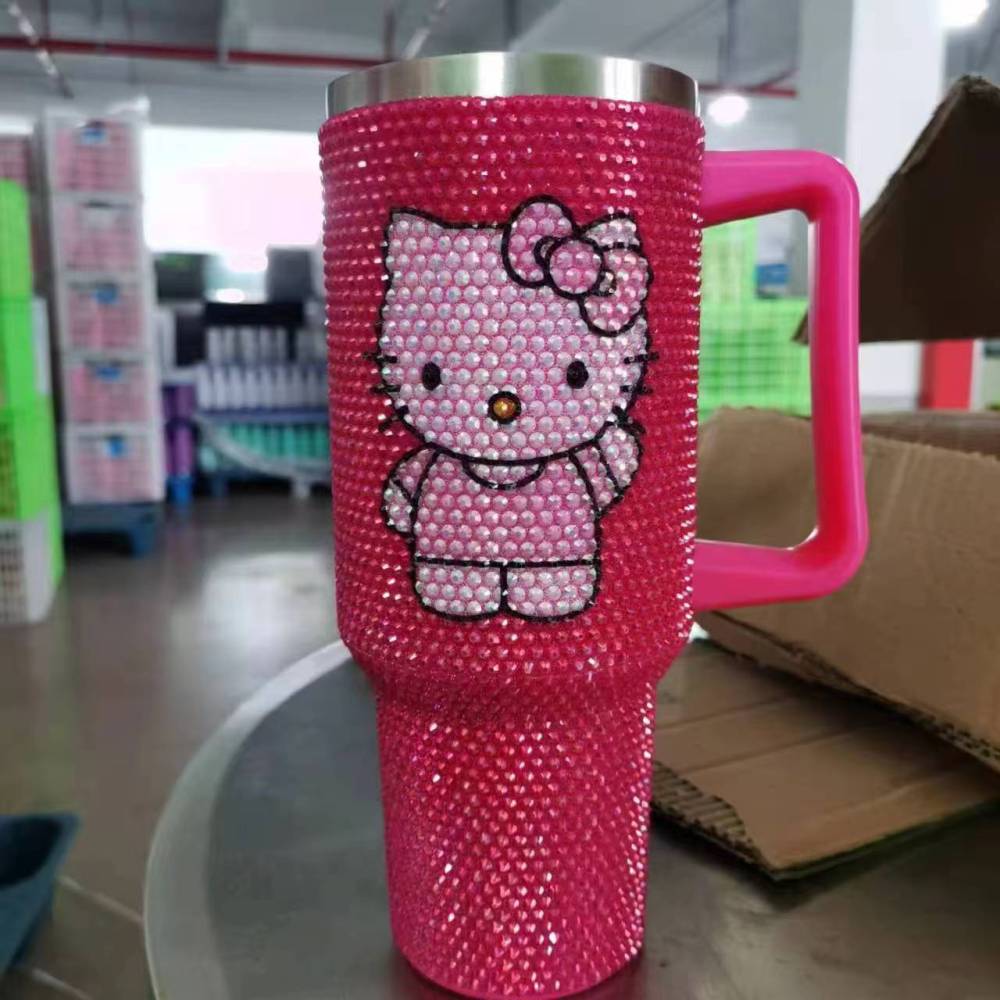 Alwin China RTS Rhinestone Encrusted Sparkling Bling Diamond Baseball 40oz Travel Mug with Handle Best Sell