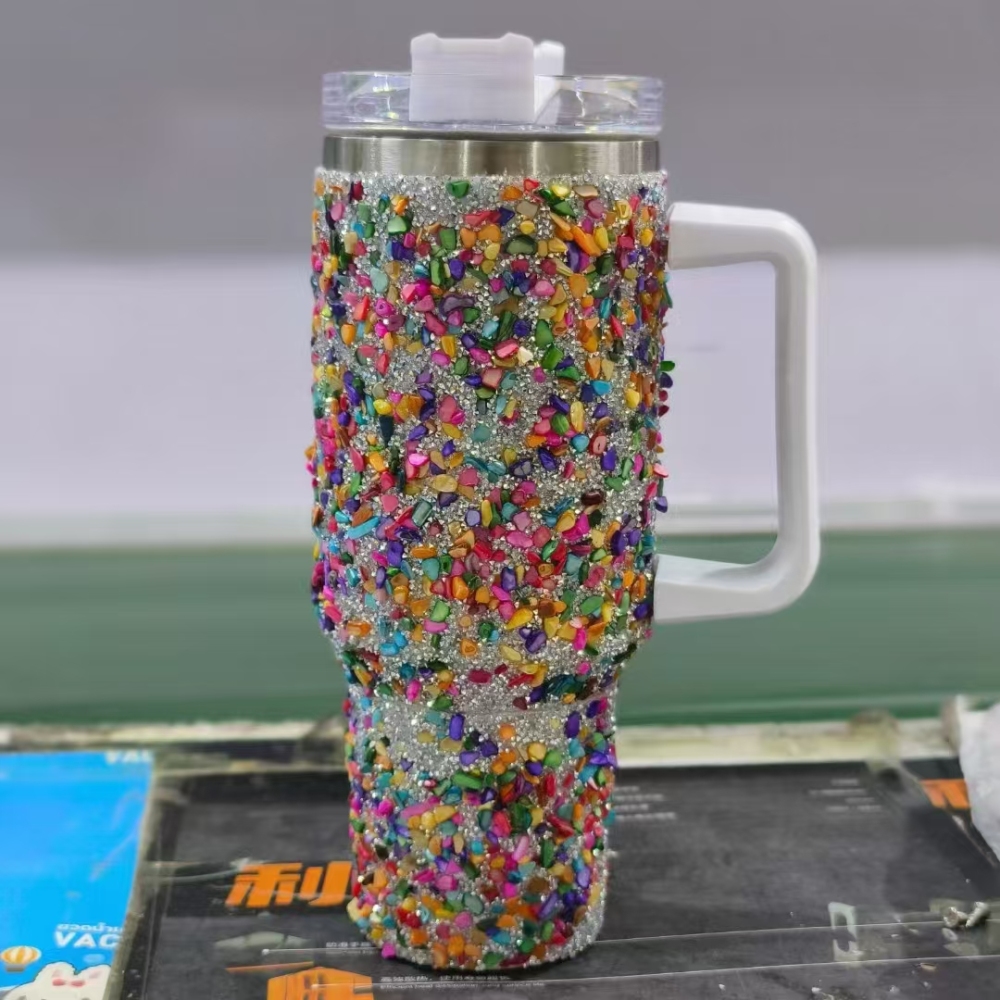 Alwin China RTS Rhinestone Encrusted Sparkling Bling Diamond Baseball 40oz Travel Mug with Handle Best Sell