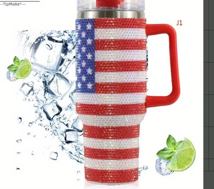 Alwin China RTS Rhinestone Encrusted Sparkling Bling Diamond Baseball 40oz Travel Mug with Handle Best Sell