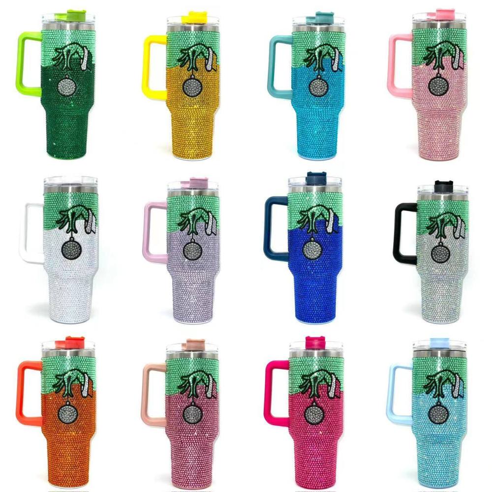 Alwin China RTS Rhinestone Encrusted Sparkling Bling Diamond Baseball 40oz Travel Mug with Handle Best Sell
