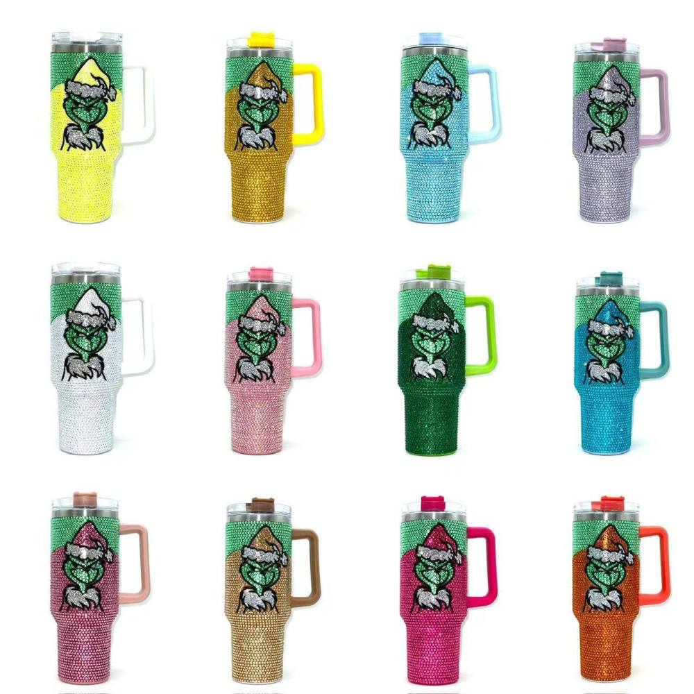 Alwin China RTS Rhinestone Encrusted Sparkling Bling Diamond Baseball 40oz Travel Mug with Handle Best Sell
