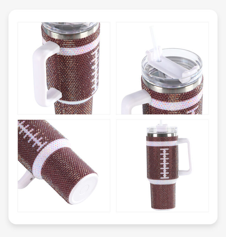 Alwin China RTS Rhinestone Encrusted Sparkling Bling Diamond Baseball 40oz Travel Mug with Handle Best Sell