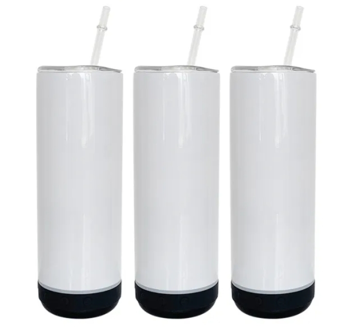Alwin US warehouse RTS 20oz sublimation black speaker bottom tumblers with straw