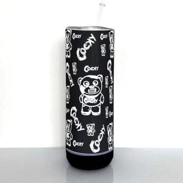 Alwin US warehouse RTS 20oz sublimation black speaker bottom tumblers with straw