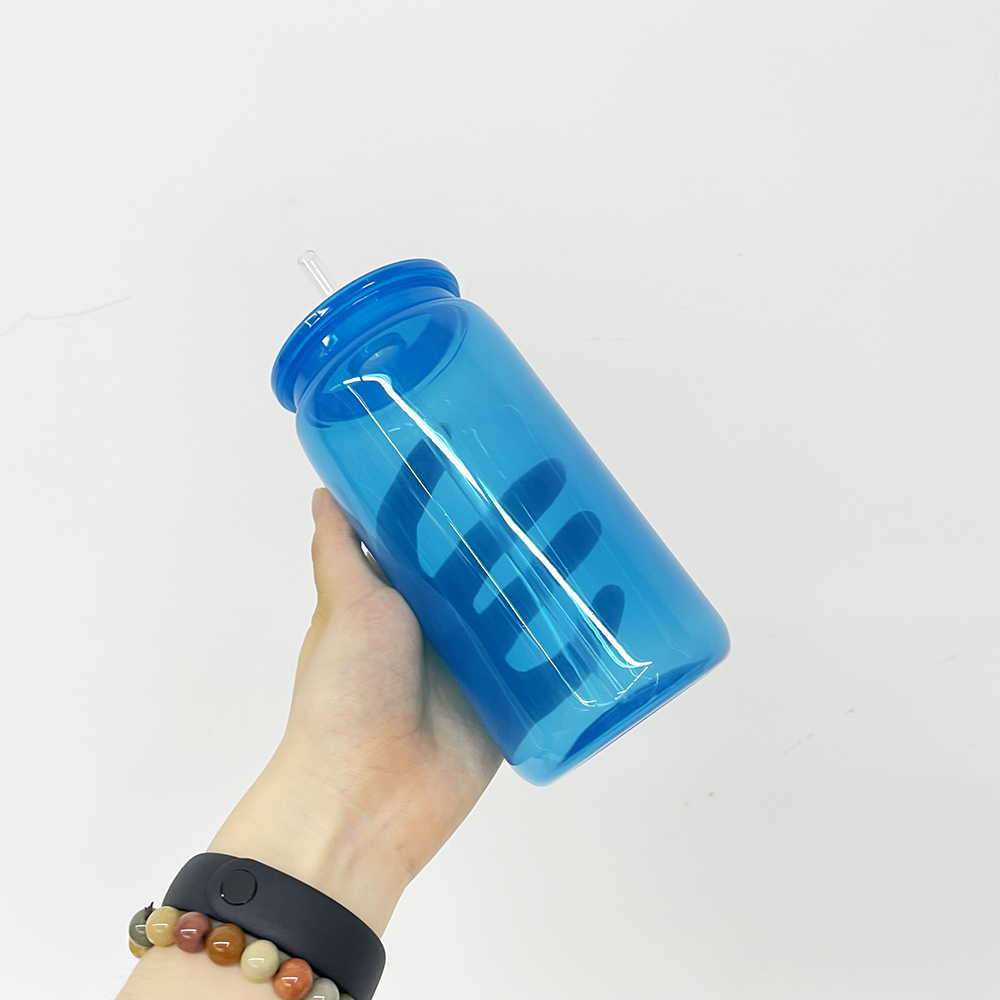 Alwin USA RTS 25/50 Pack 16oz Neon Colors Plastic Libby CansPC UVDTF Cups With Colored Plastic Lids And PlasticStraws